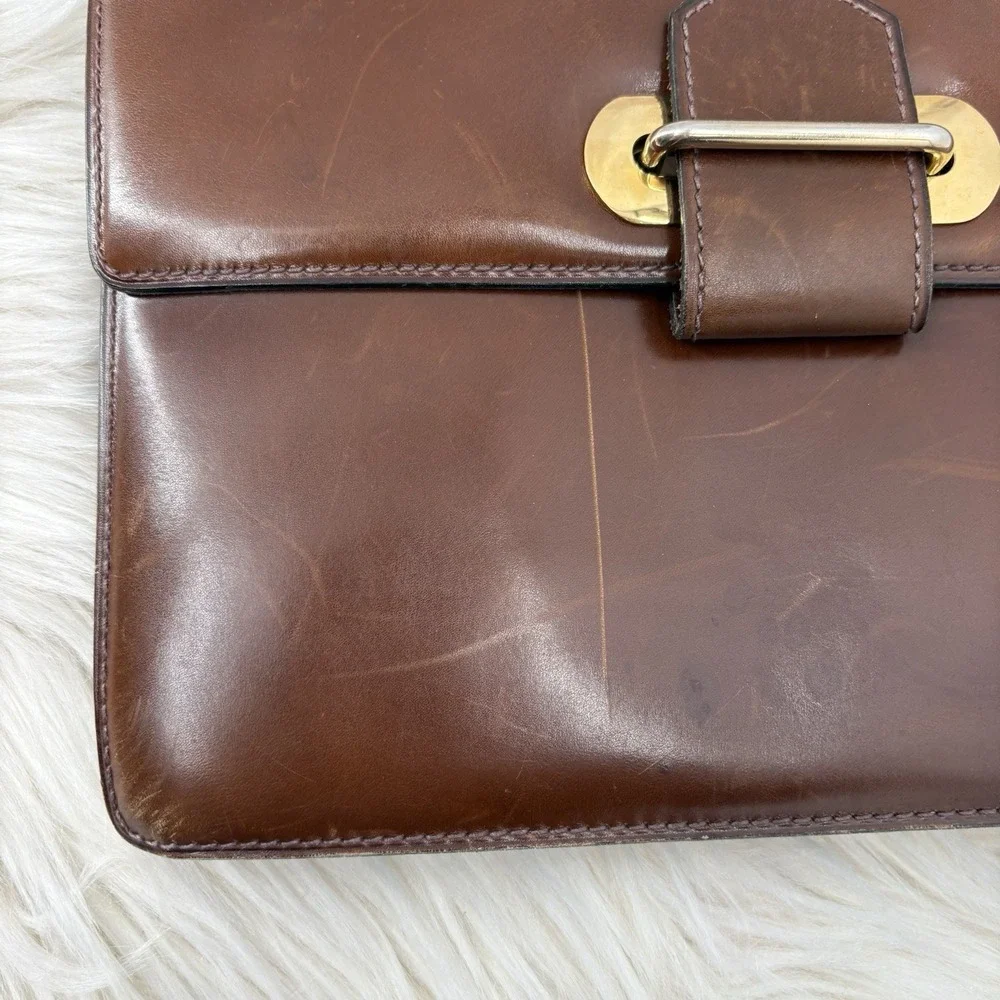 Antique Abercombie & Fitch Brown Leather Adjustable Strap Purse Safari Excellent